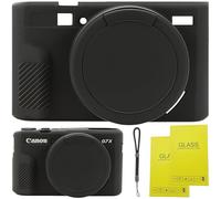 SZHSYJY Funda G7X Mark II, cubierta de lente extraíble G7X funda de silicona para Canon PowerShot G7X ii, viene con 2 protectores de pantalla y 1 correa de muñeca. Accesorios G7X (negro)