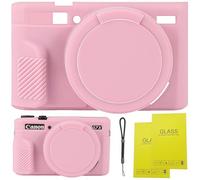 SZHSYJY Funda G7X Mark II, cubierta de lente extraíble G7X funda de silicona para Canon PowerShot G7X ii, viene con 2 protectores de pantalla y 1 correa de muñeca. Accesorios G7X (rosa)