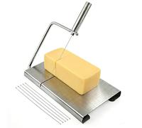 SZHUGEKI Cortador de queso en bloque y mantequilla, cortador de queso con escala, cortador de queso de acero inoxidable para queso, mantequilla, pan tostado, jamón, foie gras