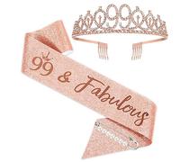 Szhuiher Banda y tiara de cumpleaños 99 para mujer, oro rosa, corona 99, talla única, Aleación, Cinabrio