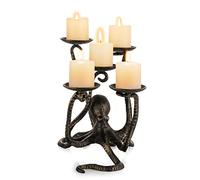 Sziqiqi Candelabro Portavelas Pulpo para 5 Velas Pilares, Portavelas de Columna Velas Pequeñas de Hierro Figurita Candelabros Gótica Decorativa para Halloween Chimenea Baño Decoración