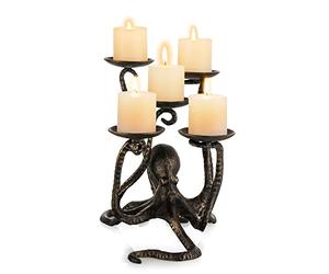 Sziqiqi Candelabro Portavelas Pulpo para 5 Velas Pilares, Portavelas de Columna Velas Pequeñas de Hierro Figurita Candelabros Gótica Decorativa para Halloween Chimenea Baño Decoración