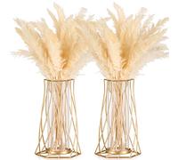 Sziqiqi Dorado Vidrio Jarrones Decorativos Modernos, 2 Piezas Metal Jarrones de Flores para Orquideas, Jarron Geométrico para Mesa, Jarron Decorativo para Sala Salon Cocina Hogar Escritorio Habitacion