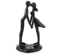 Sziqiqi Estatua de Pareja de Besos de Hierro Figura Decorativa Moderna Esculturas Románticas Adornos, Figura Abstracta de Metal Negro Regalo para Navidad Aniversario San Vanlentín Boda