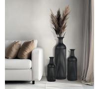 Sziqiqi Jarron de Suelo Altos Negro: Jarrón Grande para Suelo para Salón 68/51/41cm - Set de 3 Metal Florero Alto para Suelo - Jarrones Modernos con Textura de Panal para Dormitorio Cocina
