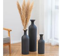 Sziqiqi Jarrones Altos de Suelo Negro: Jarrón Grande para Suelo para Sala 68/51/41cm - Moderno Jarron de Suelo Juego de 3 - Metal Gigante Florero de Suelo para Piso Dormitorio Chimenea Esquina