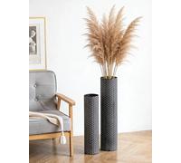 Sziqiqi Jarrones Grandes para Suelo: 70/55 cm Jarrón Altos de Pie para la Sala de Estar - Negro Jarrones de Suelo de Metal Grande Set de 2 - Florero de Gran Tamaño para el Dormitorio Cocina Chimenea