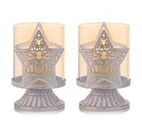 Sziqiqi Juego de 2 Candelabros de Metal Portavelas Blanco para Centro de Mesa Candelabros con Velas de Huracán Prefieren Centros de Mesa para Decoración de Chimenea de Manto de Mesa Navideña, Blanco