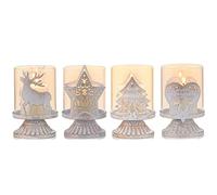Sziqiqi Juego de 4 Candelabros de Metal Portavelas Blanco para Centro de Mesa Candelabros con Velas de Huracán Prefieren Centros de Mesa para Decoración de Chimenea de Manto de Mesa Navideña, Blanco