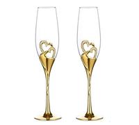 Sziqiqi Una Pareja 2 Piezas De Copas Creativas De Alto Grado De Cristal De Esmalte Con Diamante En Forma De Corazón Para Los Amantes, Oro