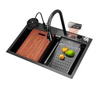 SZITW Cocina Fregadero de Pantalla Digital de Cocina de Acero Inoxidable Fregadero Multifuncional con Fregadero de Barra de Grifo con Lavadora de Taza Cesta de Drenaje Fregadero de sifón Integrado