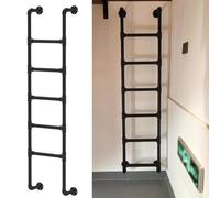 SZITW Escalera de Emergencia para sótano, Color Negro, para Hueco de Ventana, de Metal Resistente, para ático, litera, Montaje en Pared, Recta, para Interior y Exterior (155 cm/61 Pulgadas)