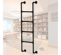 SZITW Escalera de Emergencia para Ventana, Biblioteca de Metal, Escalera para Cama Alta, montada en la Pared, Tubo Redondo de Acero Negro, Escalera para literas, escaleras de Escalada para interio