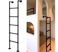 SZITW Escalera de Metal de Hierro para Cama Alta, de Pared, Resistente, para litera de RV, Escalera de Emergencia, Multiusos, Recta, para sótano, Ventana, Color Negro (175 cm/69 Pulgadas)