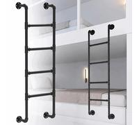 SZITW Escalera Universal de Hierro Forjado Negro para literas de 1,2 m, 1,5 m, 1,8 m, 2,1 m y 2,4 m, para Hueco de Ventana, con Capacidad de 330 l.