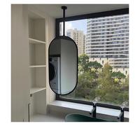 SZITW Espejo de Techo Ovalado con Marco de Metal, Espejo Flotante para baño (Negro, 40 x 80 cm)