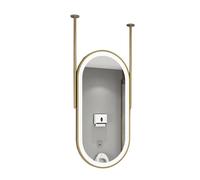SZITW Espejo Ovalado de Pared, Espejo de tocador de Techo para baño con iluminación LED, Marco de Metal para casa u Hotel, Transparente y práctico (Dorado, 40 x 80 cm)