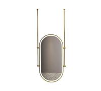 SZITW Espejo Ovalado de Pared para Colgar en el Techo con luz LED y Brillo Ajustable, Ideal para Entrada, guardarropa y decoración del hogar (60 x 90 cm)
