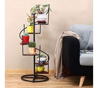 SZITW Estantes para macetas Soporte de exhibición de Escalera de Caracol de Metal Negro de Hierro, Estante de Almacenamiento de Adornos para el hogar Retro Europeo Soporte de Planta Decorativa par