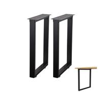 SZITW Juego de 2 Patas de Mesa de Metal de 40 x 70 cm (16 x 28 Pulgadas) de Alto, Patas de Hierro Negro para Escritorio, Muebles, Banco, Mesa de Comedor y Mesa de Centro, con Protectores de Suelo