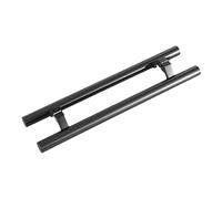 SZITW Manijas Modernas de Vidrio Negro para Puertas de Granero, manijas en Forma de H para Puertas de Entrada, para oficinas, Tiendas, baños y duchas. Fácil instalación. 80 cm x 50 cm.