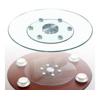 SZITW Plato Giratorio de Vidrio Lazy Susan de 24'', 28'', 30'' y 36'' para Mesa de Comedor, Bandeja giratoria Transparente con Ruedas auxiliares (80 cm (30 Pulgadas))