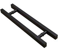 SZITW Tirador Deslizante de Acero Inoxidable Negro Resistente de Dos Caras para Puertas de Madera, Vidrio y Metal. Herrajes para Puertas de Armario, cobertizos de jardín y oficinas (Negro, longitu