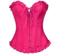 SZIVYSHI Corset Mujer Top, Bustier Shapewear Lencería, Cintura de Encaje Push Up Body (Rosa Rojo, XS)