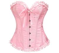 SZIVYSHI Corset Top Rosa para Mujeres - Corsé con Encaje - Lencería Bustier Cincher de Cintura - Estampado de Ciruelo y Bambú - Talla XS