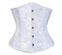 SZIVYSHI Mujer Steampunk Corsé de Underbust Cintura Waist Cincher gótico Bustier Fajas Reductoras de Cinturón Firme de Formación para,Jacquard Blanco,L