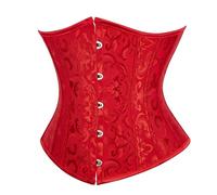 SZIVYSHI Mujer Steampunk Corsé de Underbust Cintura Waist Cincher gótico Bustier Fajas Reductoras de Cinturón Firme de Formación para,Jacquard Rojo,XS