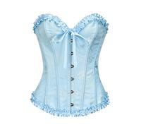 SZIVYSHI Overbust - Corsé para mujer con cordones y huesos de plástico, top bustier - Azul Cristal XS