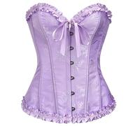 SZIVYSHI Overbust - Corsé para mujer con cordones y huesos de plástico, top bustier - Lila, XS