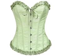 SZIVYSHI Overbust - Corsé para mujer con cordones y huesos de plástico, top bustier - Verde Espuma, XS