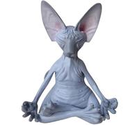 SZJFYMQ Cat Meditate, Figuras coleccionables para Gatos, Meditación Sphynx Cat Estatua Coleccionable Zen Yoga Pose Buda Estatua de Gato para decoración de Oficina en Casa (Gris)