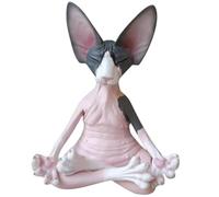 SZJFYMQ Cat Meditate, Figuras coleccionables para Gatos, Meditación Sphynx Cat Estatua Coleccionable Zen Yoga Pose Buda Estatua de Gato para decoración de Oficina en Casa (Negro Rosa)