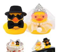 SZJFYMQ Patos de Goma Novios Grandes, Recuerdos de Boda, Decoración de Fiesta, Patitos de Goma Pequeños con Sombrero y Velo, Juguetes de Baño Divertidos, para Decoración de Coche, Decorar Tartas