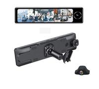 SZKJ E093 Espejo retrovisor para coche con pantalla táctil de 8 pulgadas, 4 G, IPS, especial para DVR de coche, con 3 canales,GPS Navi, WiFi, control remoto, Android