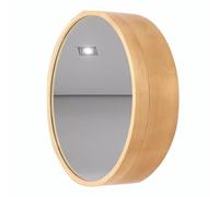 SZKTHD Armario Redondo con Espejo Armarios De Baño Esquineros De 50, 60 Y 70 Cm con Espejo Botiquín De Pared para Dormitorio con Una Puerta con Espejo(Wood,70cm/27.6inches)