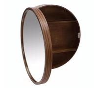 SZKTHD Armario Redondo con Espejo Armarios De Baño Esquineros De 50, 60 Y 70 Cm con Espejo Botiquín De Pared para Dormitorio con Una Puerta con Espejo(Walnut,50cm/19.7inches)