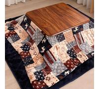 SZKTHD Juego De Mesa Calefactora Kotatsu Cuatro Juegos con Calentador Y Manta, Estilo Japonés Mesa De Centro De Madera De 80/120 Cm para Dormitorio Calidez Invernal(Blue-A,80 * 120 * 40cm)