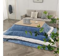 SZKTHD Juego De Mesa Calefactora Kotatsu Estufa Estilo Japonés De 80/120 Cm Juego De Mesa Calefactora 4 Piezas Mes Kotatsu Cuadrada para Sala De Estar En Invierno(Blue-A,80 * 120 * 40cm)