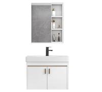 SZKTHD Mueble De Espejo Y Lavabo Mueble De Baño De Aluminio para Montaje En Pared Conjunto De Tocador De Baño con Lavabo Y Grifo(50x25x53cm)