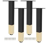 SZLXJMFL Patas de Repuesto para Muebles, 4 Piezas Soporte Patas para Armario Negro Oro Pata Mesa Metalicas Pies de Sofá Aleación Aluminio | Acabado Anodizada Pies de Metal Altura: 6-40cm 30cm/11.8"