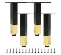 SZLXJMFL Patas Muebles Regulables Negro Oro, 4 Piezas Pata para Armario metálico Patas para mesas Altas Pies de Sofá Aleación Aluminio | Acabado Anodizada Pata Cama Altura: 3-40cm 40cm/15.7"