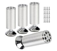 SZLXJMFL Patas Muebles Regulables Plata, 4 Piezas Pata para Armario metálico Patas para mesas Altas Pies de Sofá Aleación Aluminio | Acabado Anodizada Pata Cama Altura: 8-40cm 40cm/15.7"