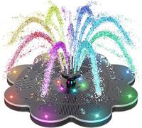 SZMP Fuente Solar 14 Colorido Leds, 2026 3.5W Vidrio Bomba de Agua Solar con 7 en 1 Boquillas & 4 Fijadores, 2000mAh Batería Fuente para Estanque, Jardín, Exterior, Recipiente