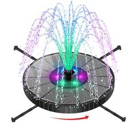 SZMP Fuente Solar Colorido Led, 3.5W Bomba de Agua Solar Vidrio, 3 Modos de Ajuste de Altura de Agua, 2000mAh Batería, 7 Boquillas & Varillas Giratorias Fuente para Estanque para Jardín (Negro)