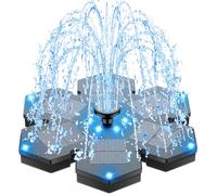 SZMP Fuente Solar con 12 Leds Colorido, 3.5W Bomba de Agua Solar, 2025 Nuevo 2000mAh Baterías con 8 Boquillas & 4 Fijadores para Estanque de Jardín Fuente, Baño de Pájaros, Piscina, Exterior