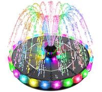 SZMP Fuente Solar Jardin Exterior con 32 LED Coloridos, Bomba de Agua Solar 3.5W & 2000mAh Batería, 8 Boquillas & 4 Fijadores para Estanque de Jardín Fuente, Baño para Pájaros, Exterior, Pecera